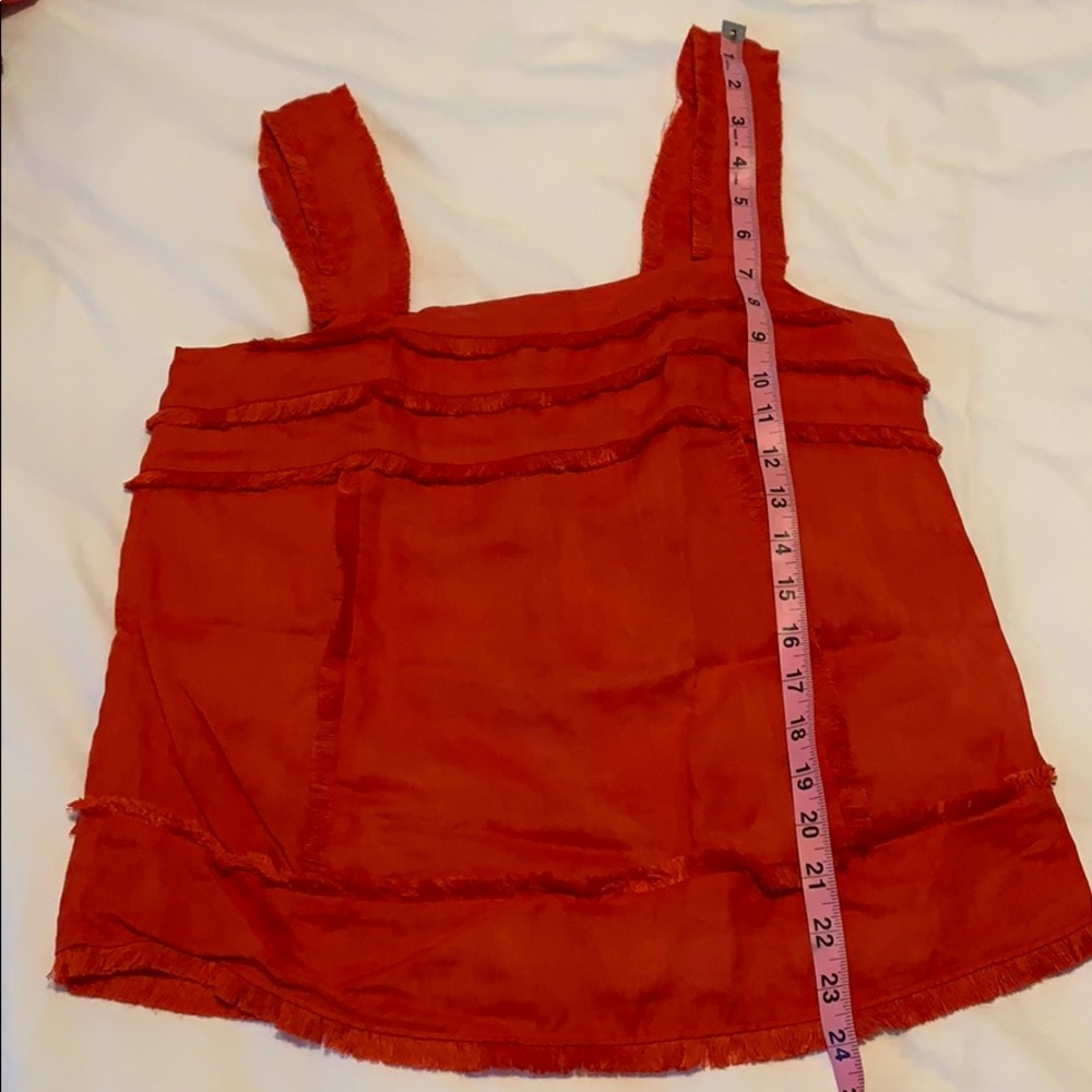 J CREW FRINGE || LINEN TANK IN BOLD RED - Picture 7 of 7
